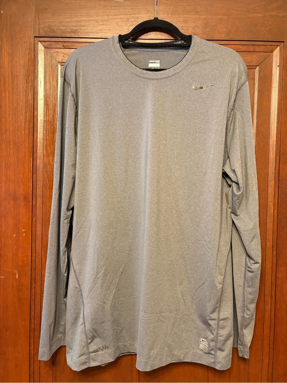 2-Nike Men’s Long-Sleeve Dri-FIT Shirt - Heather Gray and red